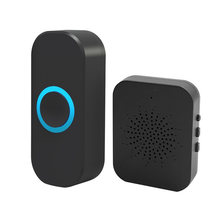 Sonerie electrica USB cu control vocal, wireless, muzical, neagra