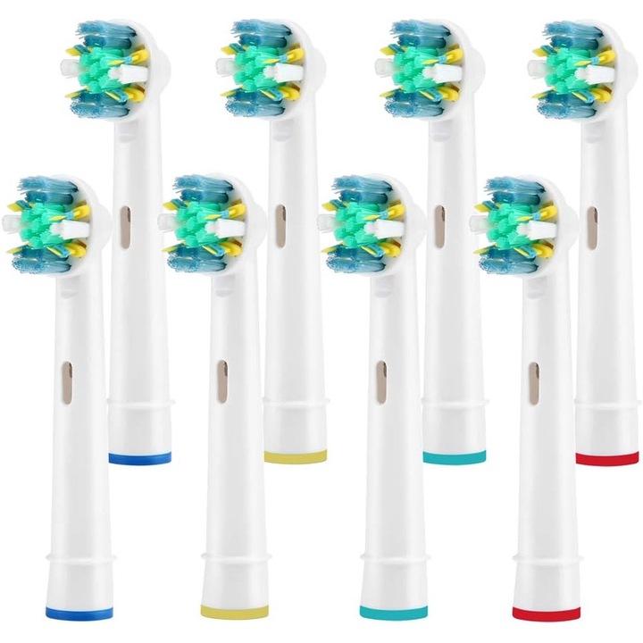 Capete de schimb pentru periutele de dinti electrice Oral-B Pro 1000, Pro 3000, Pro 5000, Pro 7000 si Vitality Floss Action, pachet de 8 cu capace