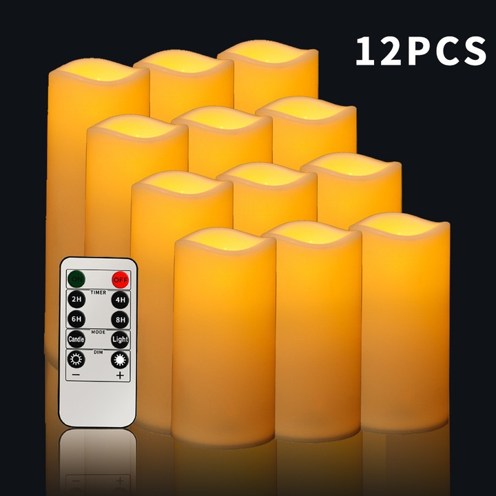 Set 12 Lumanari LED Simulate pentru Confesiuni Romantice, Nunti, Decoratiuni de Craciun, Lumini Ambientale