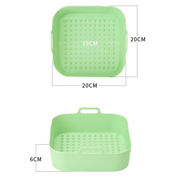 Tava de copt din silicon reutilizabila, set de 2 bucati, verde, 30x30cm