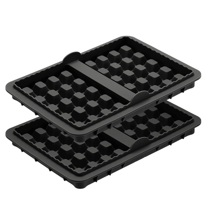 Tava de copt pentru waffles din silicon, set de 2 bucati, rezistenta la temperaturi ridicate, neagra, pentru cuptoare cu convectie