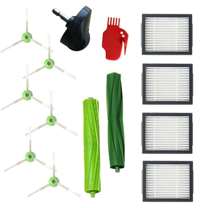 Set piese de schimb pentru peria principala si peria laterala iRobot Roomba i7, 14 bucati, multicolor