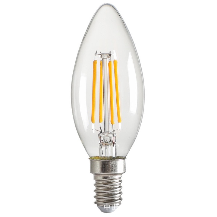 E12 LED csillár izzók, 12 darabos készlet, 400 lumen, 2700K meleg fehér, átlátszó üveg, szabályozható