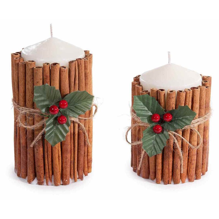 Set 2 lumanari parfumate Craciun Ø 9,5 cm x 17 H, Ø 9,5 x 13,5 H