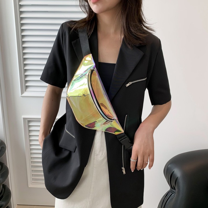 Geanta hip pentru femei, capacitate mare, design stralucitor, multicolor, ajustabila