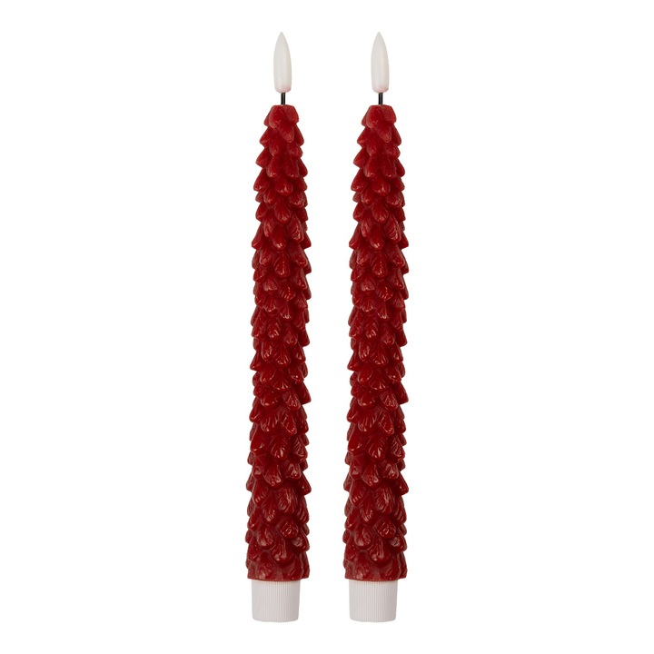 2 db-os piros viaszos LED gyertya szett Ø 3x25 cm