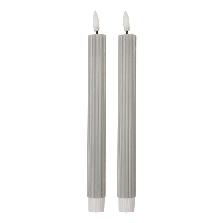 2 db LED-es gyertya szett, szürke viasz, Ø 2x25 cm