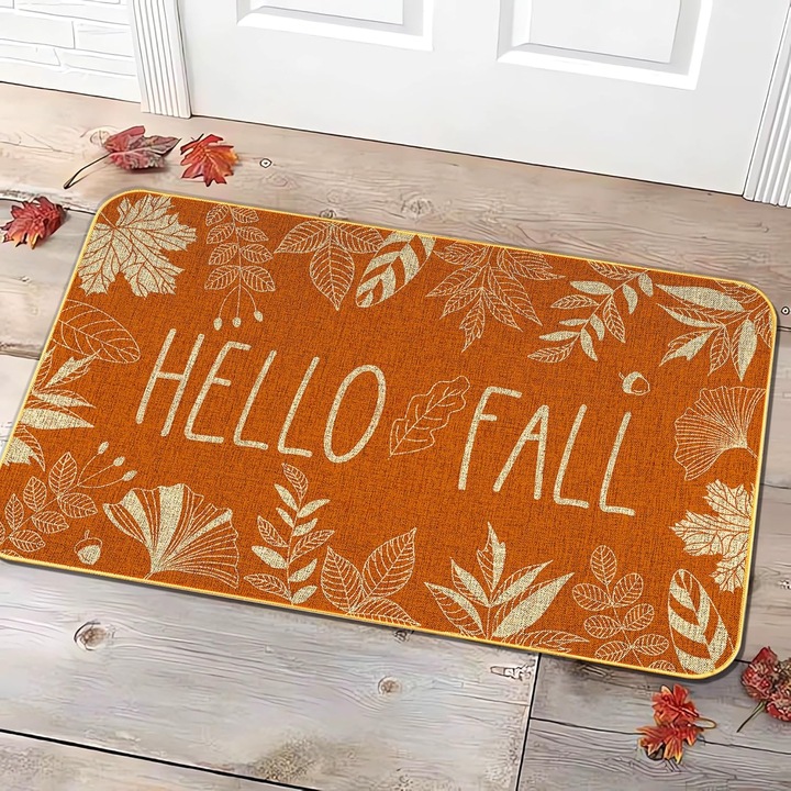 Lábtörlő, Hello Autumn, retro design, vízálló, 40x60cm
