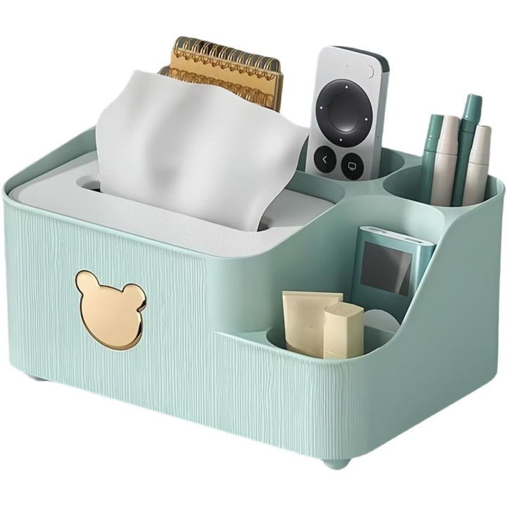 Suport servetele multifunctional cu spatiu de depozitare, design modern, alb, 20x10x10cm