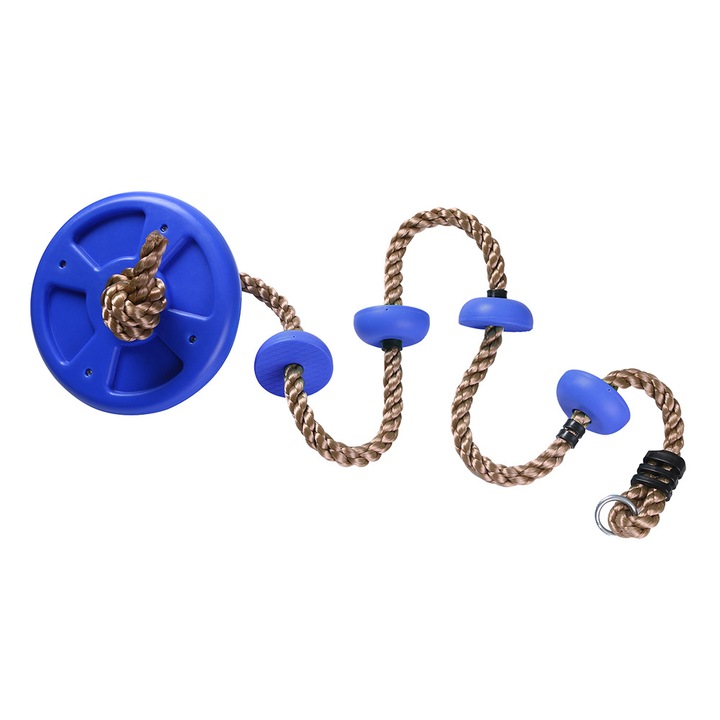 Leagan pentru copii cu platforma multicolora, scaun disc rosu, accesorii pentru loc de joaca in aer liber, set de leagane, include carabina