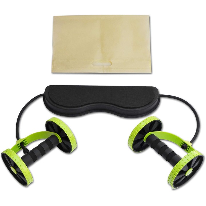 Aparat de exercitii abdominale, multifunctional, roti duble, portabil, material ABS, 30x15x10cm