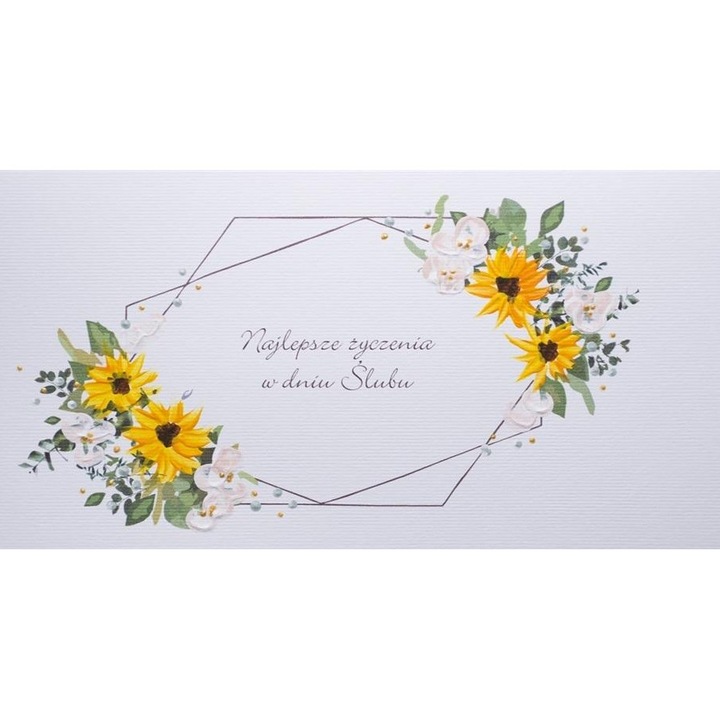 Felicitare, MAK, Karnet Slub - Sloneczniki, alb, 200 g/m2