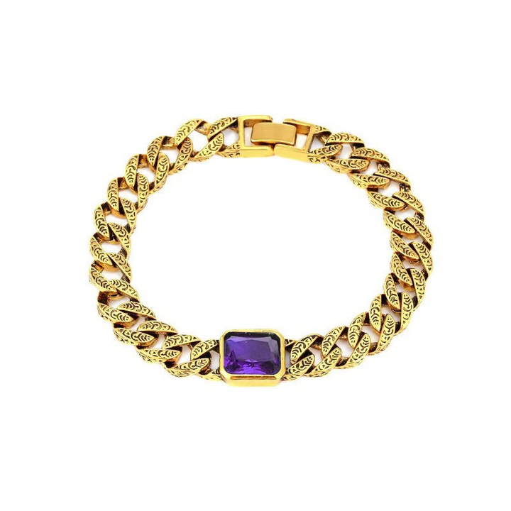 Bratara aurie/violet, din aliaj electrolizat, 28g, 21cm