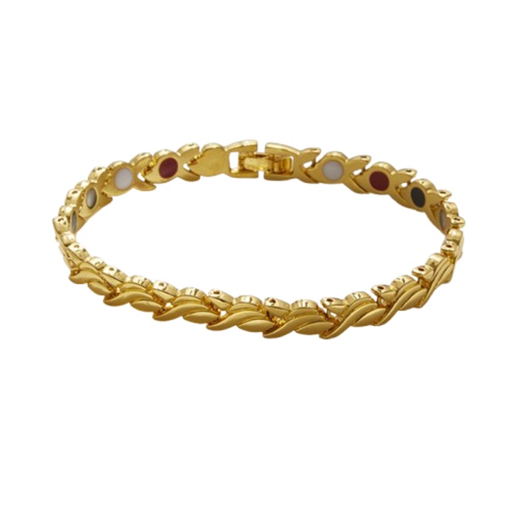 Elektrolizált ötvözet karkötő, 16g, 19cm, arany színű