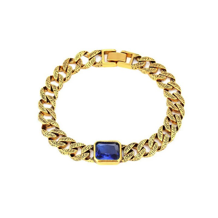 Bratara din aliaj electrolizat, 28g, 21cm, auriu/albastru