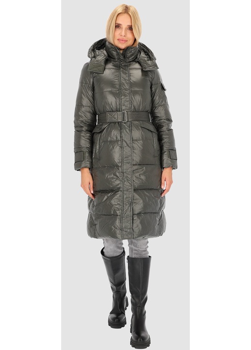 PALTON LUNG DIN PUF CU CUREA PENTRU DAMA