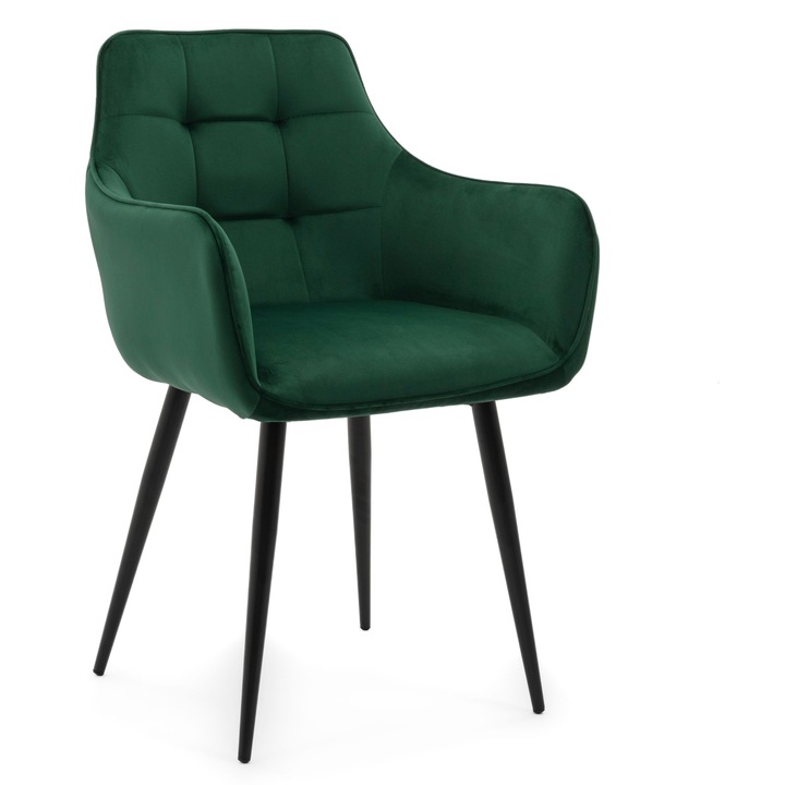 Тапициран стол GALLO, метал, зелен, 88x58x58см, за всекидневна