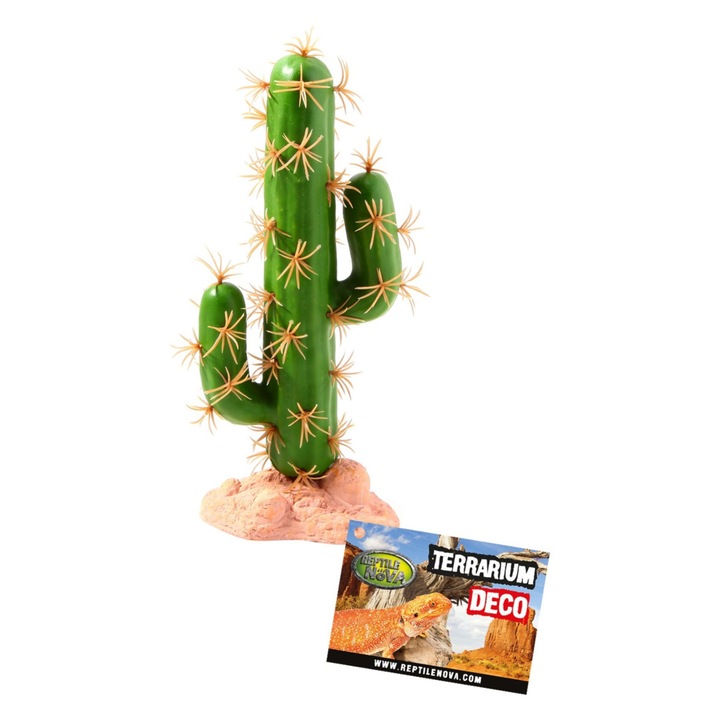 Planta artificiala Reptile Nova pentru terrarium, kaktus, 22 cm, aspect realist, rezistenta la umiditate