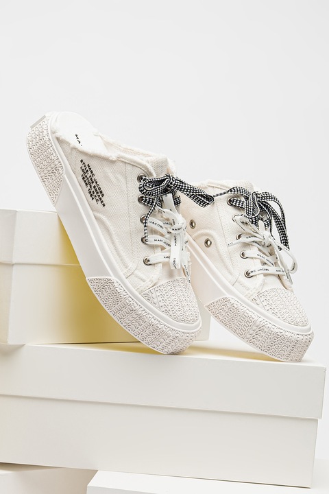 Marc Jacobs, Pantofi sport slip-on cu logo, Alb murdar