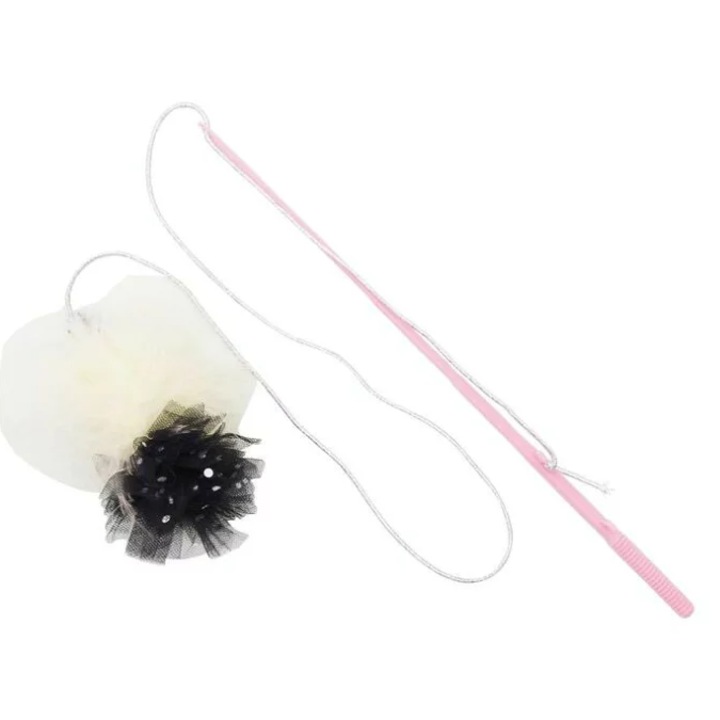 Jucărie interactivă pentru pisici, Japan Premium, Balerina Verde, 250 cm, pene naturale