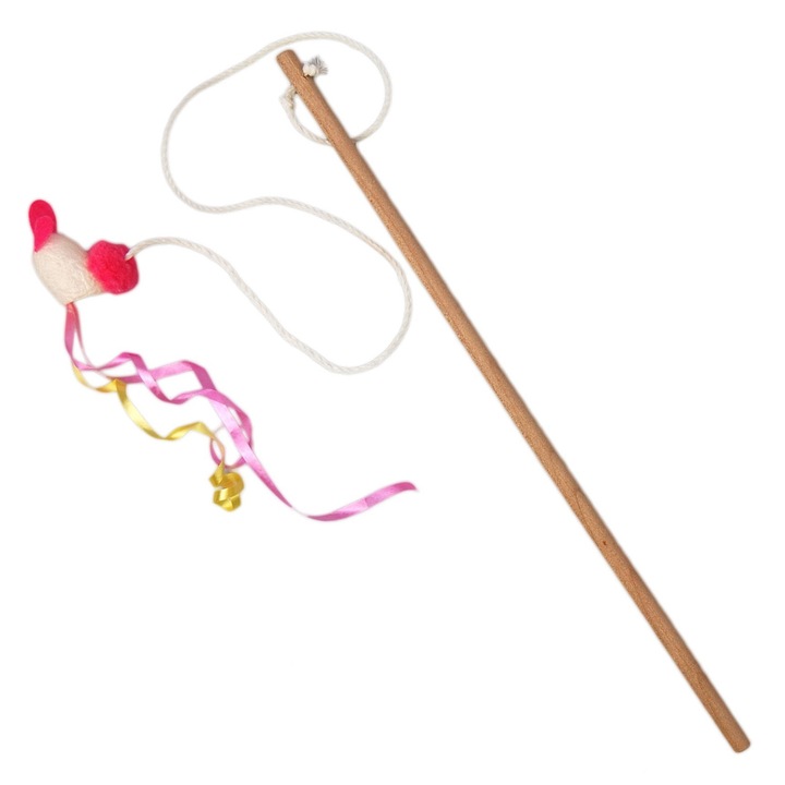 Jucărie interactivă pentru pisici, Japan Premium, cu miros de vierme de mătase, 36cm, materiale naturale