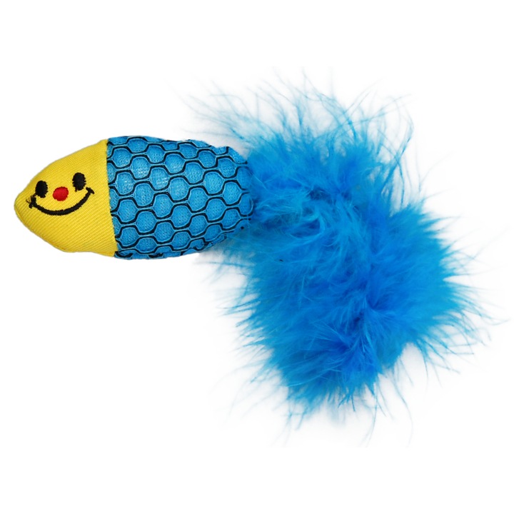Jucărie pentru pisici, Japan Premium, formă de pește, Catnip, material poliester, 20x10cm