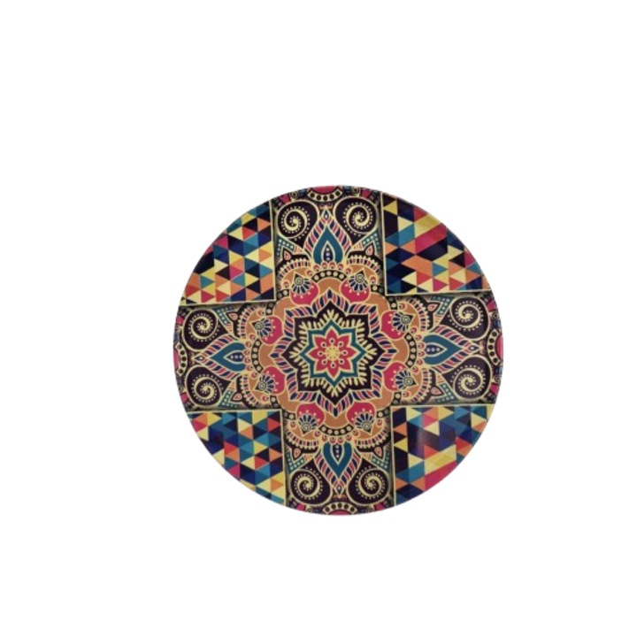 Комплект подложки за чаши, Мандали, 3 броя, Метал/корк, 10 см