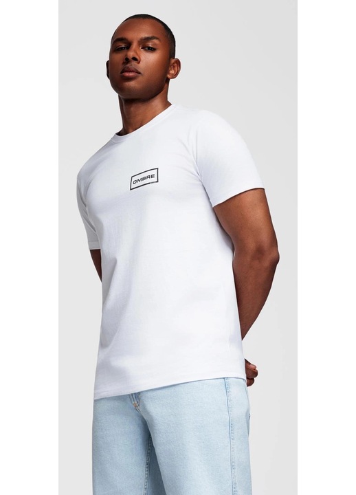 Kötött póló OMBRE mintával OM-TSPT-0231, Fehér