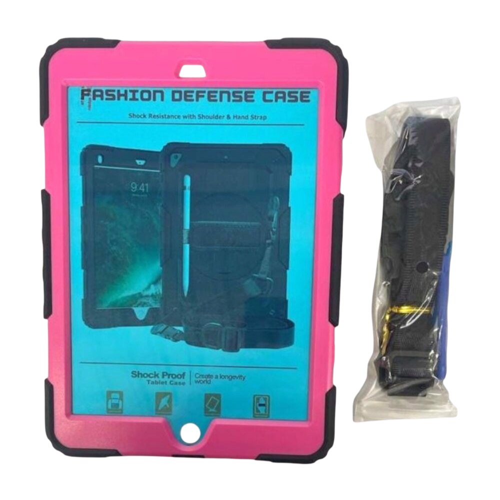 Etui pancerne pentru iPad 10.2", roz, cu suport rotativ si manere, set