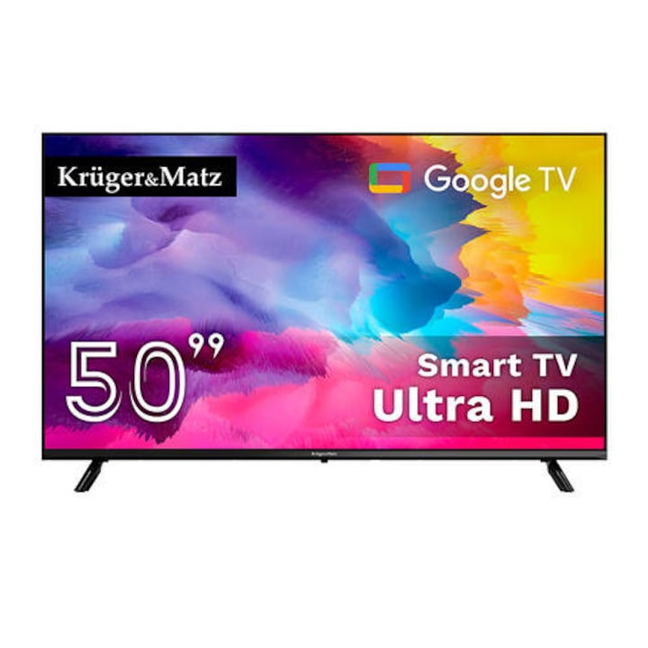 Телевизор LED Kruger&Matz KM0250UHD-SA Smart Ultra HD GoogleTV 50 инча 60Hz 8ms Черен