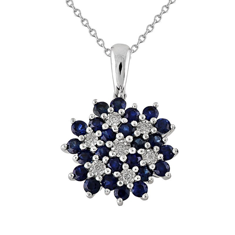 Pandantiv cu Lant Deruvo Aur 18k Diamante, Safire