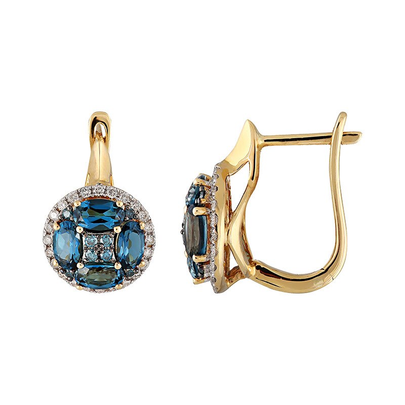 Cercei Deruvo Aur 18k Diamante, London Blue Topaz E30653R-YLBTDI