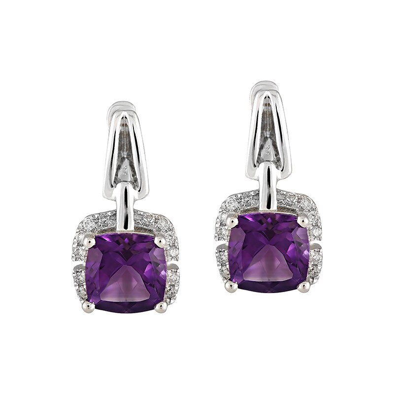 Cercei Deruvo Aur 18k Diamante, Ametiste E29862R-W