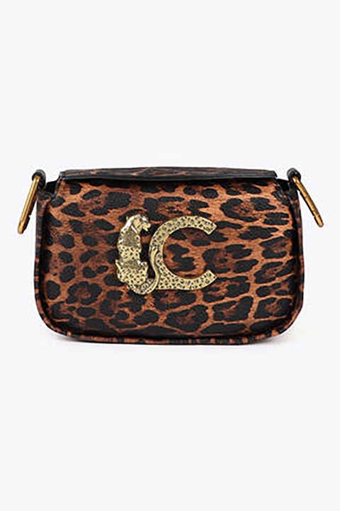 Lola Casademunt, Geanta crossbody cu animal print, Negru, Maro scortisoara