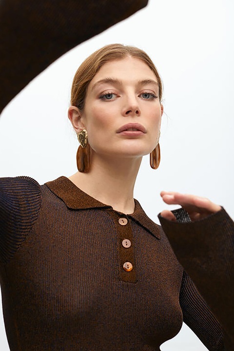 Lola Casademunt, Bluza polo slim fit, Maro inchis, M