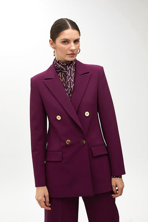 Lola Casademunt, Sacou slim fit cu doua randuri de nasturi, Violet tyrian