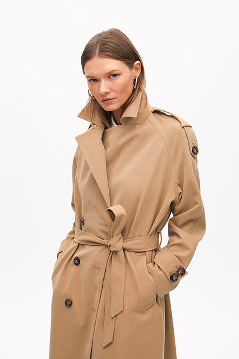 Lola Casademunt, Trenci cu doua randuri de nasturi si cordon in talie, Maro nisip, M