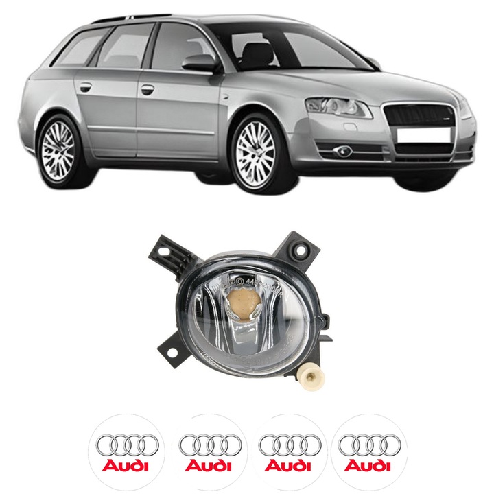 Lampa Proiector Dreapta AUDI A4 B7 Avant (8ED) din 2004-2008, Auto, Tip bec H11, Depo, 4 Stickere auto cu AUDI