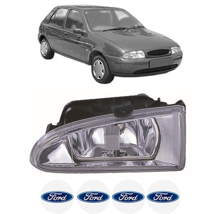 Lampa Proiector Dreapta FORD FIESTA IV (JA_, JB_) din 1995-2002, Auto, Tip bec H1, Depo, 4 Stickere auto cu FORD