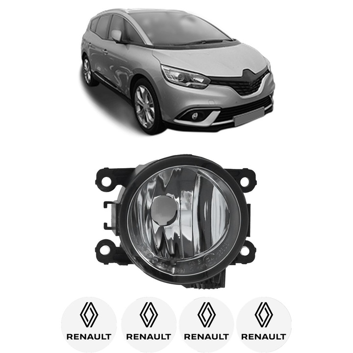 Lampa Proiector Stanga RENAULT SCENIC IV (J9_) din 2016-2022, Auto, Tip bec H11, Depo, 4 Stickere auto cu RENAULT