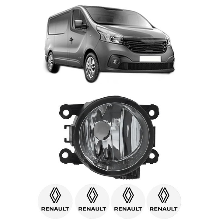 Lampa Proiector Stanga RENAULT TRAFIC III Van (FG_) din 2014-2019, Auto, Tip bec H11, Depo, 4 Stickere auto cu RENAULT