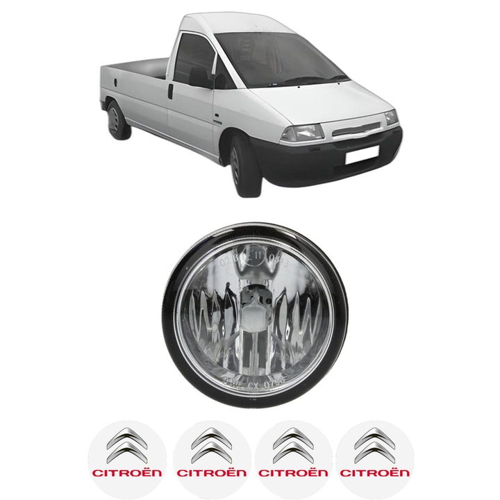 Lampa Proiector Stanga Dreapta CITROEN JUMPY I Platform/Chassis (BU_, BV_, BW_, BX_) din 1999-2006, Auto, Tip bec H1, Depo, 4 Stickere auto cu CITROEN