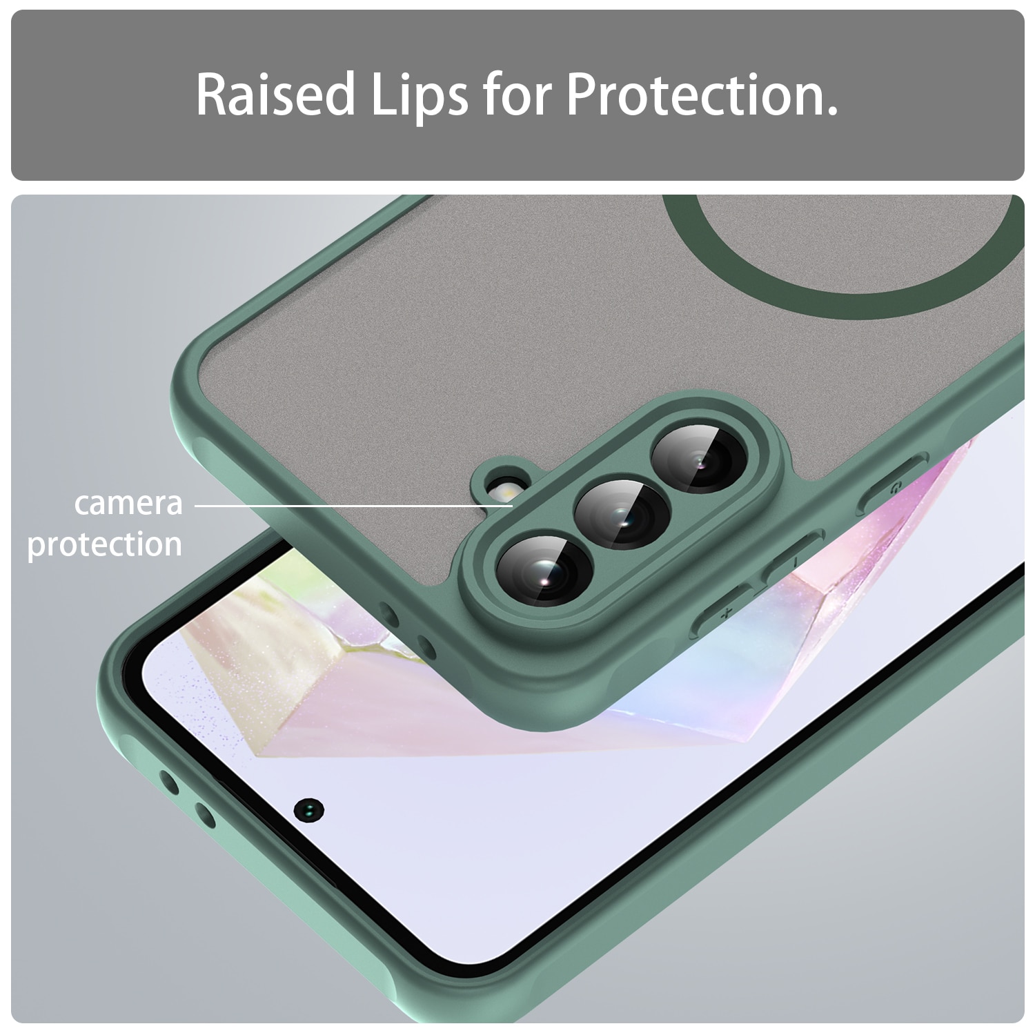 Husa telefon EJANBO pentru Samsung Galaxy A56-5G, verde mat, design texturat