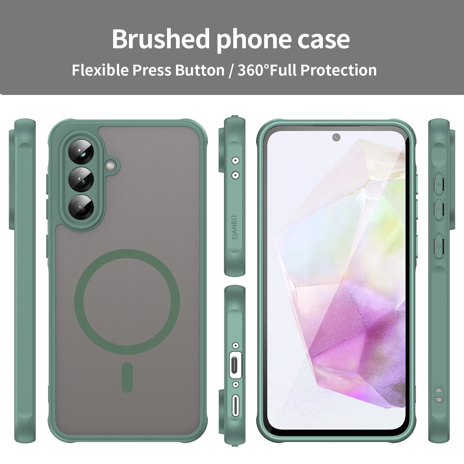 Husa telefon EJANBO pentru Samsung Galaxy A56-5G, verde mat, design texturat