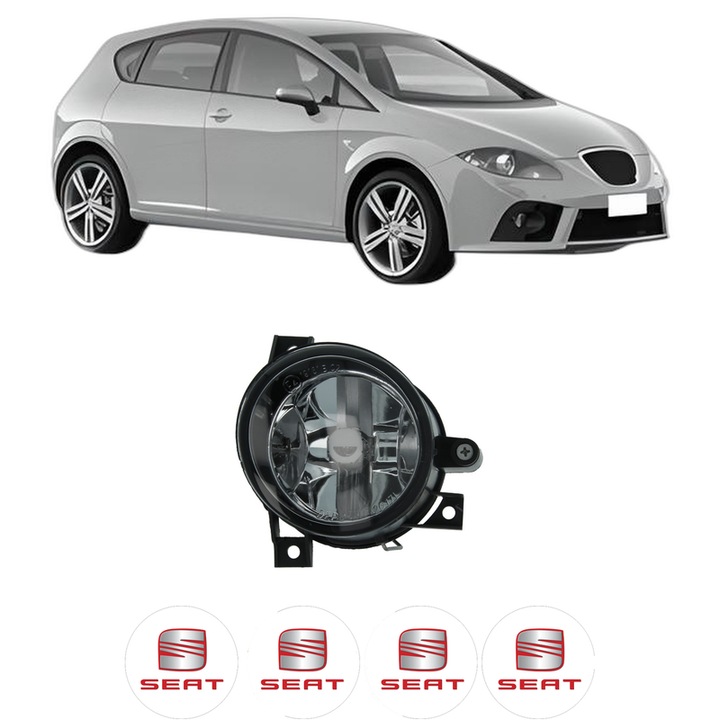 Lampa Proiector Stanga SEAT LEON (1P1) din 2005-2013, Auto, Tip bec H3, Depo, 4 Stickere auto cu SEAT