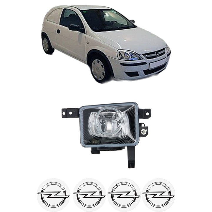 Lampa Proiector Dreapta OPEL CORSA C Hatchback Van (X01) din 2000-2012, Auto, Tip bec H3, Depo, 4 Stickere auto cu OPEL