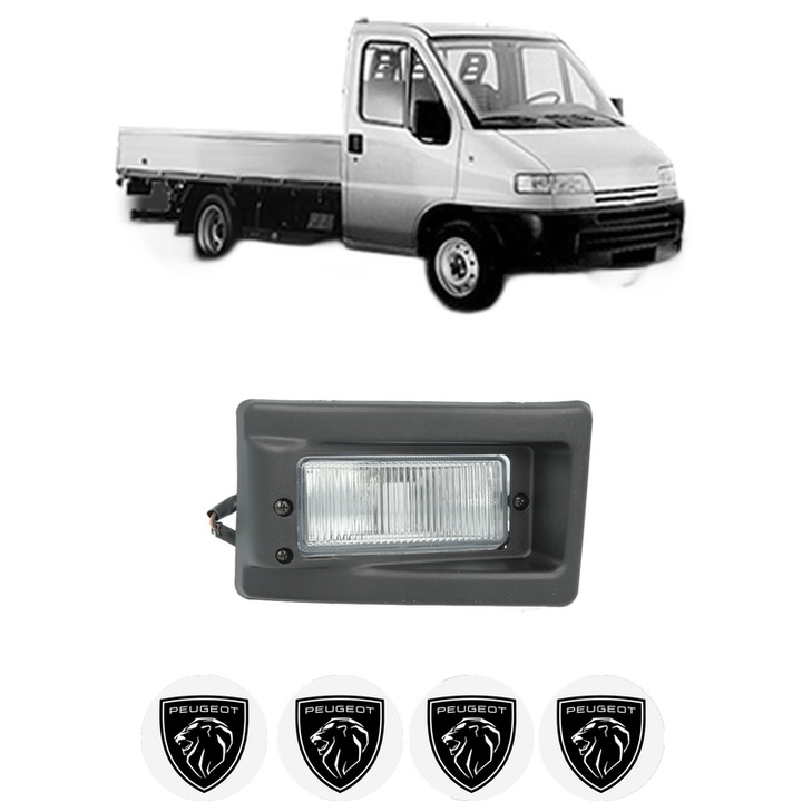 Lampa Proiector Dreapta PEUGEOT BOXER Platform/Chassis (ZCT_) din 1994-2002, Auto, Tip bec H1, Depo, 4 Stickere auto cu PEUGEOT