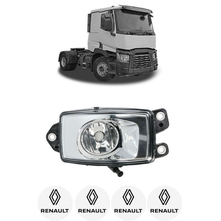 Lampa Proiector Dreapta RENAULT TRUCKS C din 2000-2013, Auto, Tip bec H11, Depo, 4 Stickere auto cu RENAULT TRUCKS