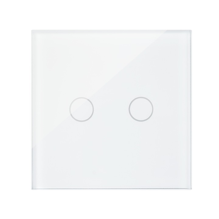 PNI SH802 800W kettős érintőkapcsoló, üveg, fehér, LED jelzővel