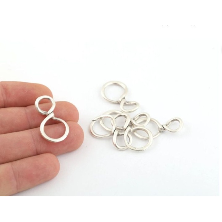 Set 10 bucati pandantive / conector rasucit 8 mare mesaj Infinit culoare argintiu antichizat pentru colier si bratara handmade furnituri